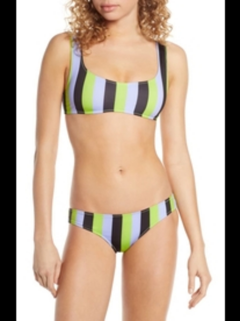 SOLID & STRIPED Elle Lavender and Lime Bikini Set